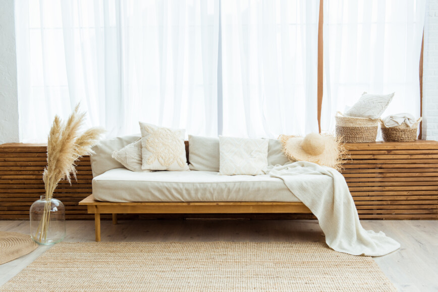 Natural wooden eco friendly living room