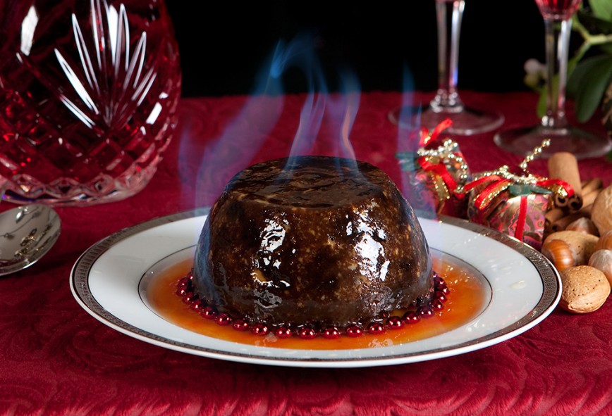 Flambe Christmas pudding